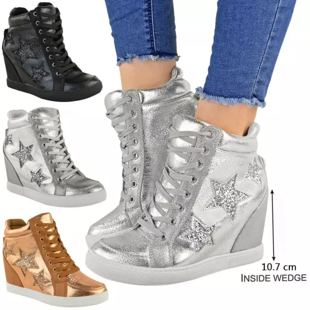 BASKETS MONTANTES COMPENS ES talon dissimul lacets
