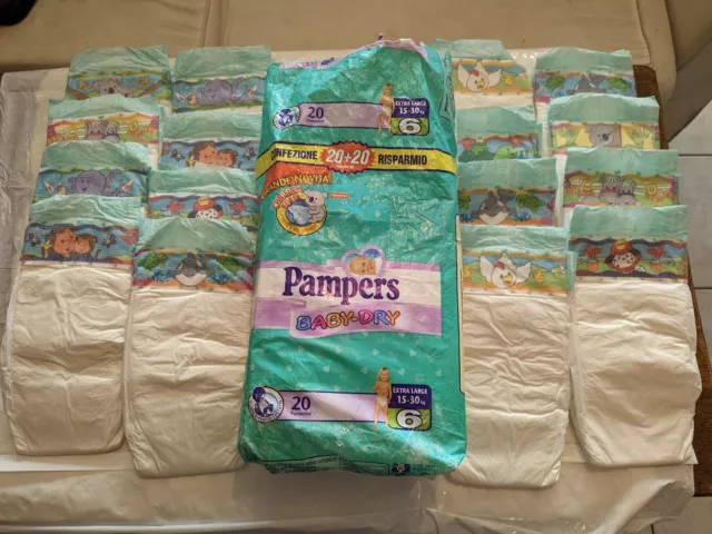 32 Pampers Extra Large PLASTIC BACKED Diapers alte vintage vtg abdl couches