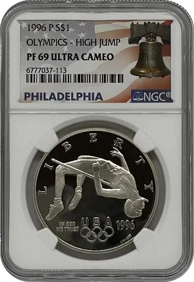 1996-P Proof Silver Commemorative One Dollar Coin NGC PF69 UC Bell Label