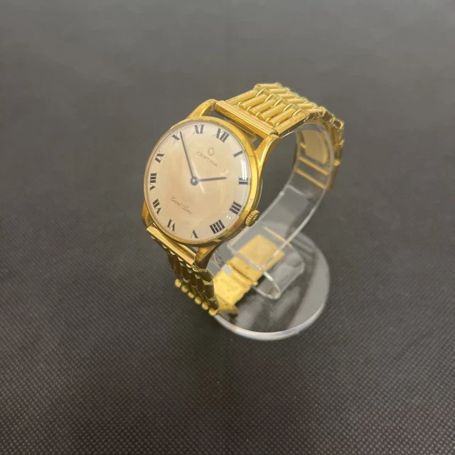 CERTINA Vintage Watch Manual Winding Gold Belt Men 30mm Case Swiss Made Roman