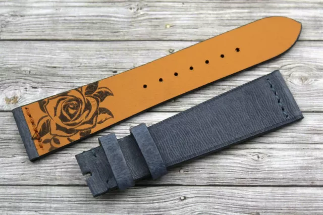 Correa de Reloj Hecho a Mano En Italia Cuero Verdadero Canguro Gris Deportes