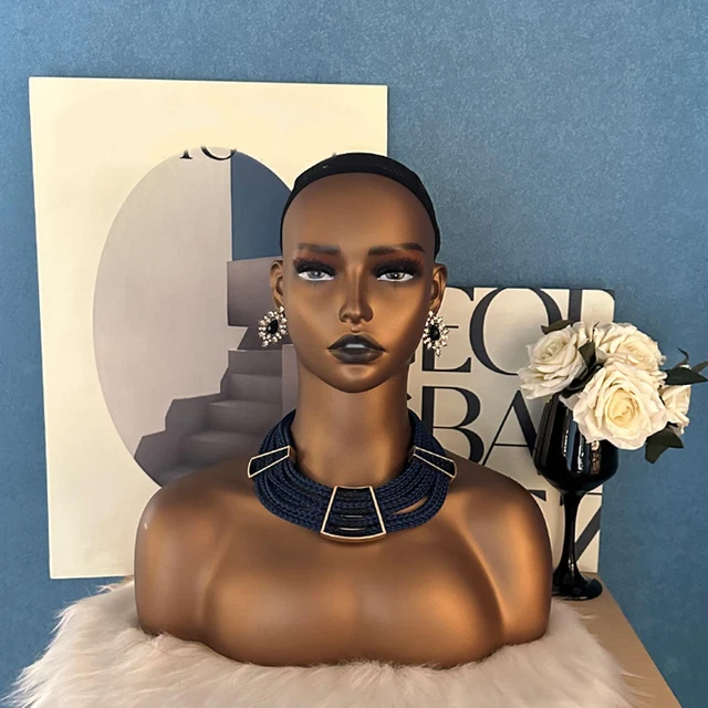 Tête De Mannequin Femme PVC 54cm - Buste Pour Perruques, Coiffure, Bijoux