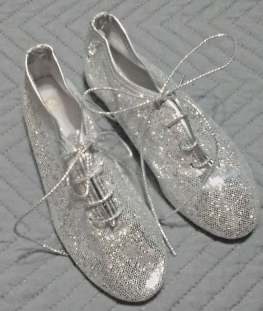 Scarpe stringate lucide glittery scintillanti per bambini taglia 12 nuove festa da ballo