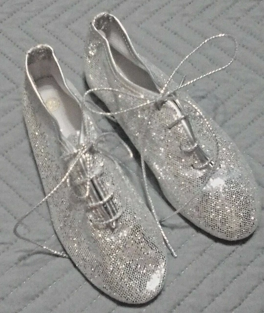 Scarpe stringate lucide glittery scintillanti per bambini taglia 12 nuove festa da ballo