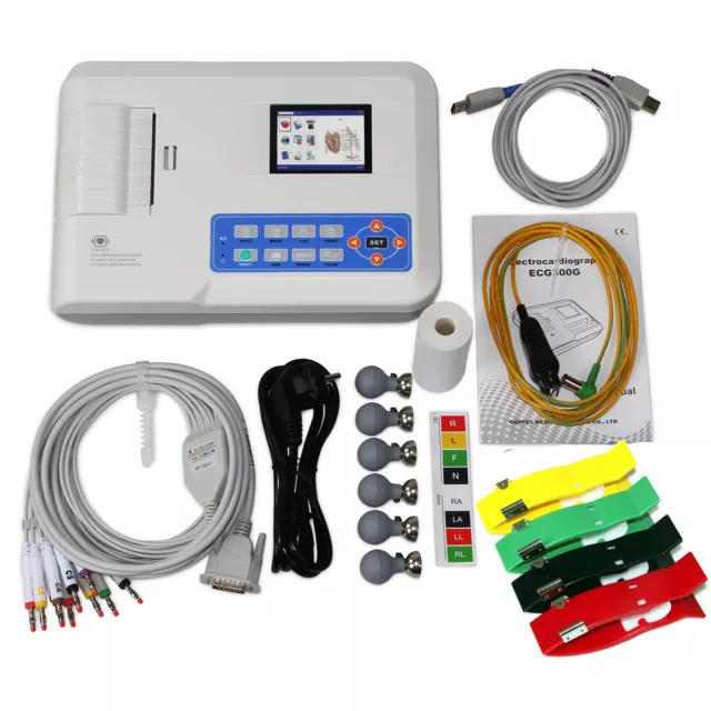 CONTEC ECG300G Digital 3-Channel 12-LEAD Electrocardiograph PC SW ECG machine 2