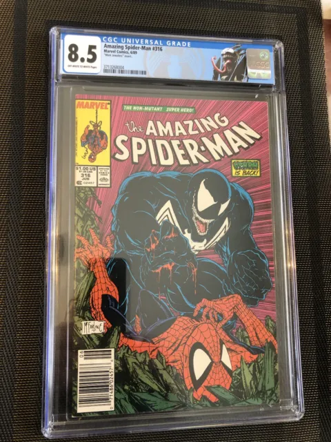 Amazing Spiderman 316 CGC 8.5 Mark Jewelers Variant Newsstand Venom Label Movie!