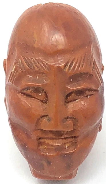 Antique Carved Buddhist Prayer Bead 28mm Chinese Lohan Arhat Hediao Bead #11