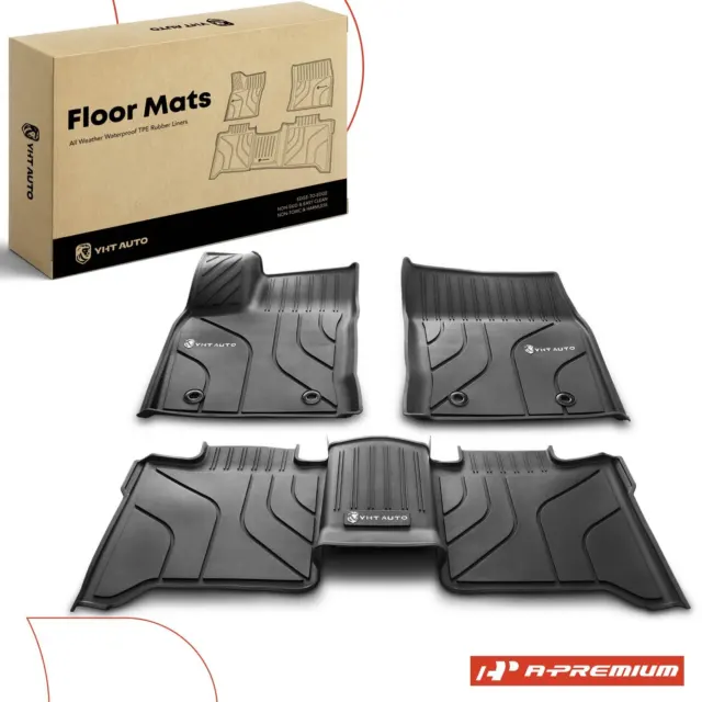 3x Front & Rear Black Row Floor Mat for Toyota Tundra 2022-2023 Crew Cab Pickup