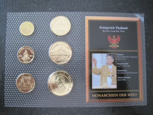 Thailand  KMS im Blister  Kursmünzensatz Münzen vergoldet selten