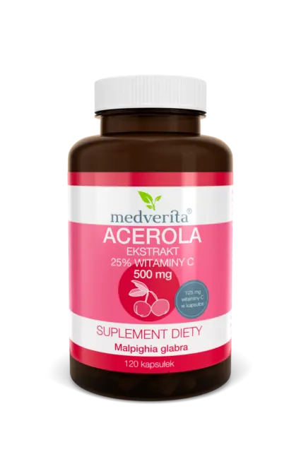 Medverita Acerola extract 500mg - 25% vitamin C - 120 capsules