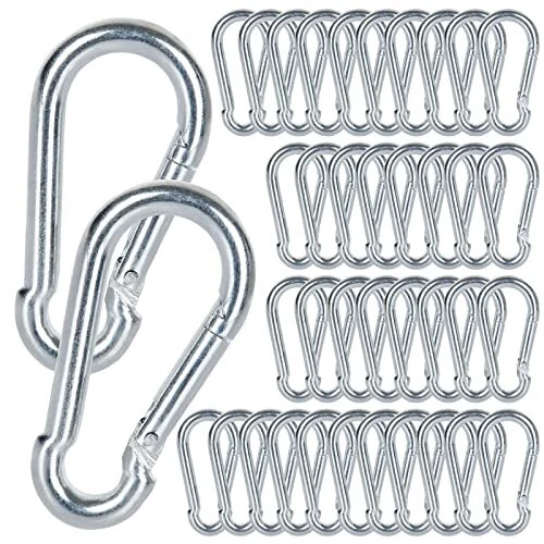 SENENQU M5 Mousqueton Acier Galvanisé 60 PCS Mousqueton de Fixation pour Char...