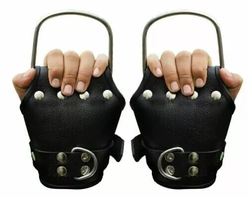 Bondage Cuffs Restraints Ankle Or Wrist Suspension Pair Bdms Black Real Leather