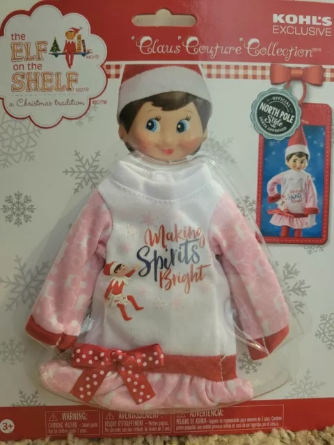 Elf On the Shelf Making Spirits Bright PJs. Pajamas for doll. Claus Couture