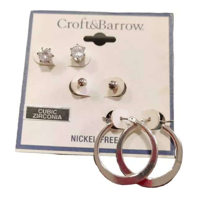 Croft & Barrow Cubic Zirconia Studs and Hoops Nickel Free