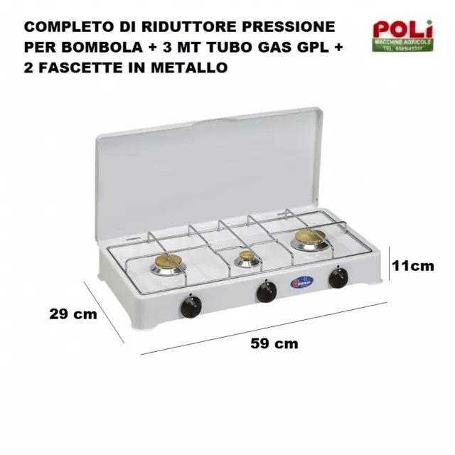 FORNELLO GAS GPL 2 FUOCHI PIANALE INOX CON TELAIO GRIGIO - IDEALE