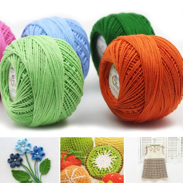 50g/Ball Soft Crochet Cotton Thread Yarn Crochet Lace Knitting Yarn 3 Ply DIY AU