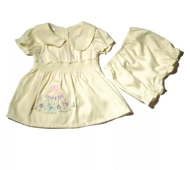 Robe de fête à manches courtes bébé filles fleuries rose vert jaune 0-12 mois