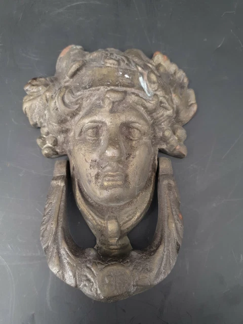 Ancien HEURTOIR DE PORTE BRONZE Tête de Cérès Antique