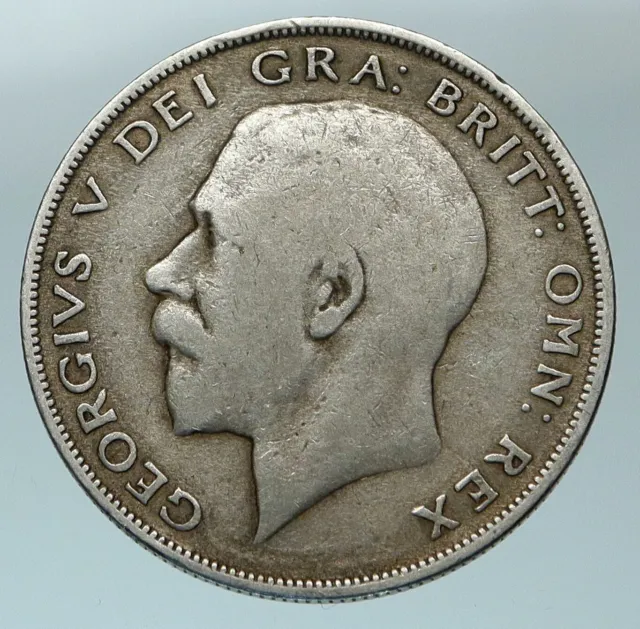 1921 Great Britain United Kingdom UK King GEORGE V Silver Half Crown Coin i84556