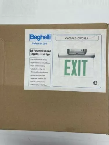 Beghelli Type XW Exit Sign # CYCSALG1CWCSBA -  EdgeLit LED - Green Letters