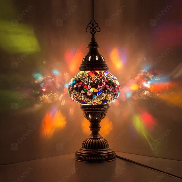 Lampada da comodino scrivania in mosaico Tiffany fatta a mano turco marocchino