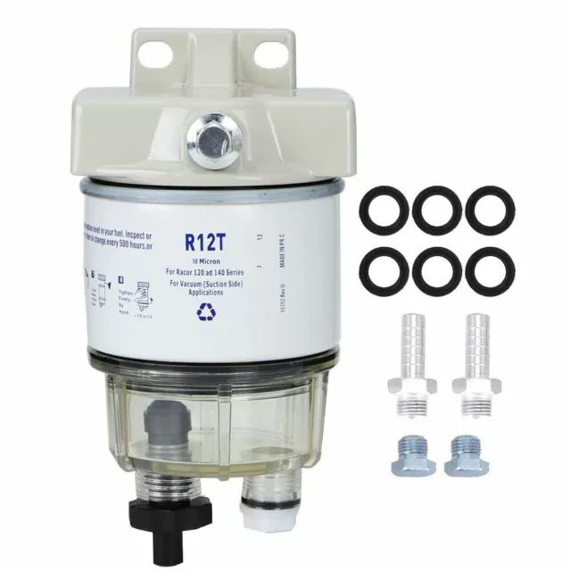 Water Separator Fuel Filter R12 R12T R12P Assembly with Fittings Fit Diesel