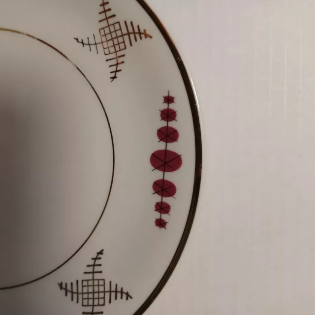 Vintage Bavaria Schirnding China Cup & Dessert Salad Plate Atomic MCM Gold Trim 3