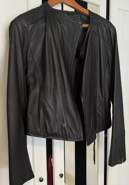 Kenneth Cole Reaction Genuine Black Leather Women's Jacket Size Small