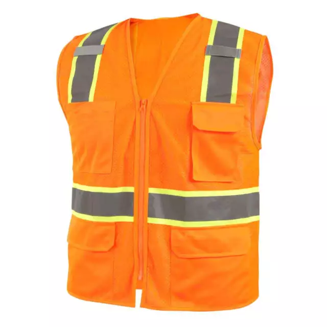 Black Stallion VS2035 ANSI Class 2 7-Pocket Hi-Vis Safety Vest Orange 4X-Large