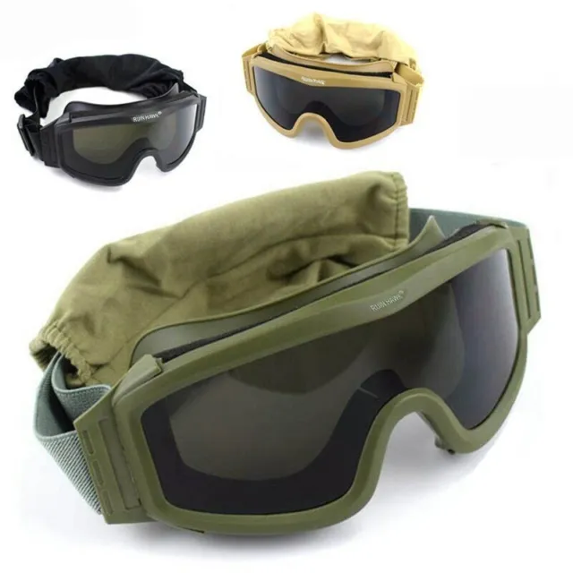 3Lens Tactical Goggles Military Shooting Sunglasses Motorcycle Windproof Glasses