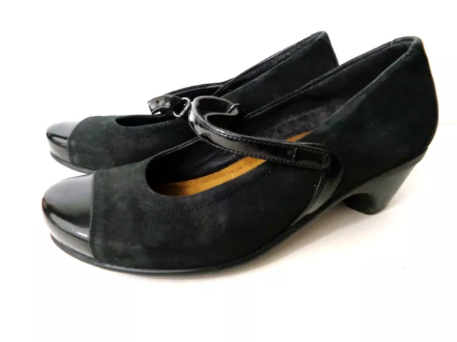 Naot Flare Ue 38 US 7M Noir Nubuck & Cuir Verni Mj Talon Moyen Chaussures Israël
