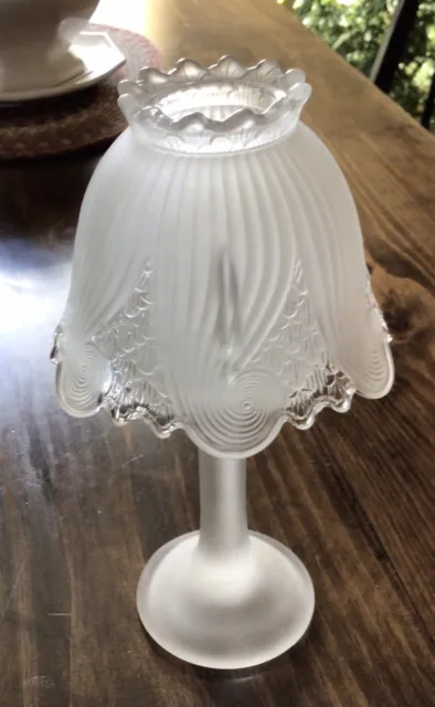 Partylite Clairmont Fairy Lamp Tealight /Candle Holder Frosted Glass 2 Piece 10"