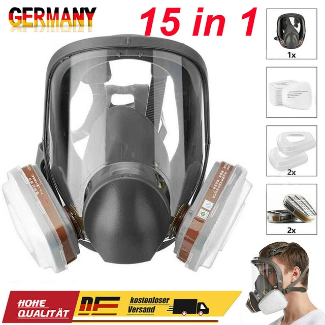 15 in 1 Vollmaske Atemschutz Gasmaske 6800 Staubmaske Lackiermaske mit Filter DE