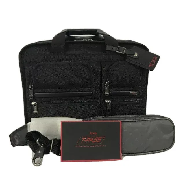 Tumi T-Pass Expandable Laptop Messenger Black Briefcase Bag 26145D4