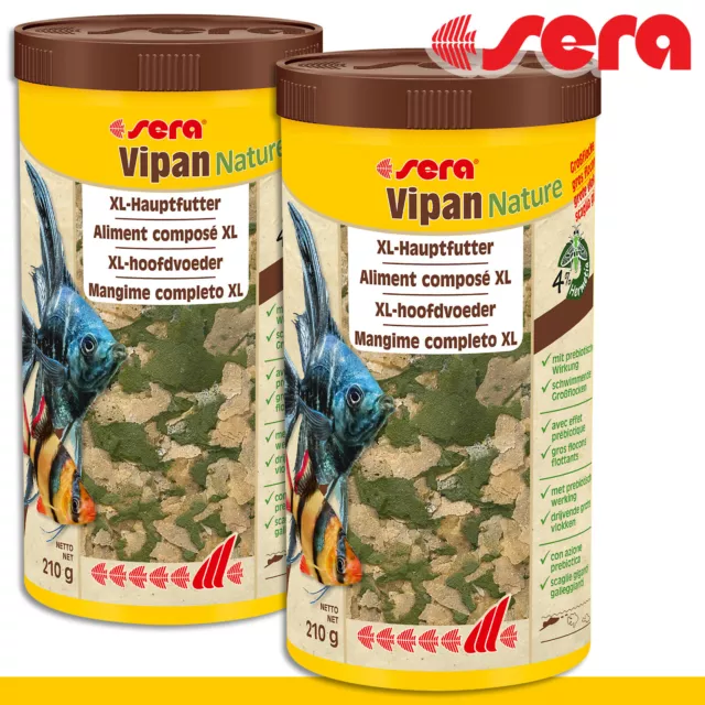 Sera 2x 1000ml Vipan Naturel Großflocke Zierfische Pour Croissance Guppy Fluo