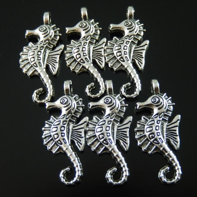 40 Stück Antike Silber Schön Hippokampus Charms Anhänger Dangles 27x12x2mm 04166