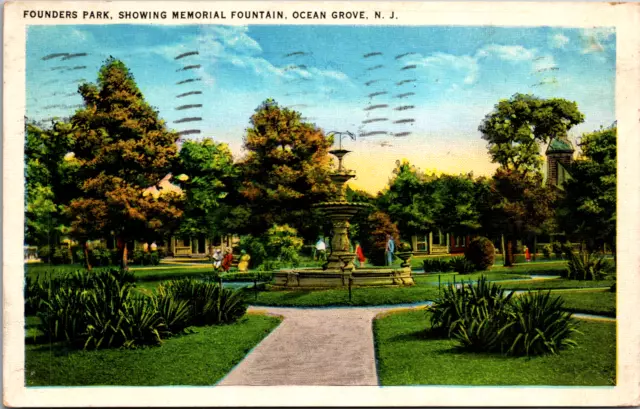 Vintage C. 1920s Founders Park Fountain Ocean Grove New Jersey NJ Postcard