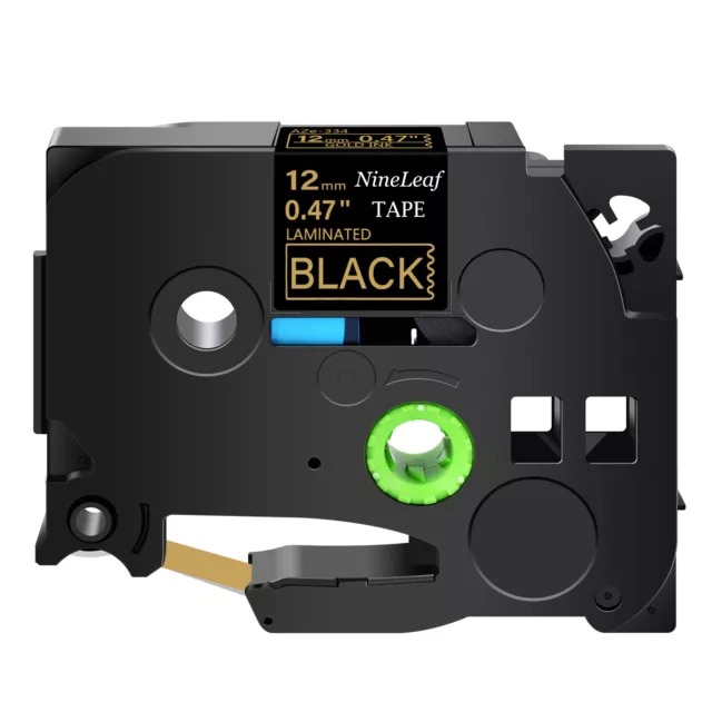 Compatible with Brother TZe-334 TZ-334 12mm Gold on Black Label Tape PT-1830SC