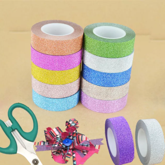 10M Glitter Sticky Paper Masking Adhesive Tape Label DIY Craft Decorative tapes