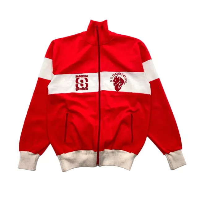 G.S. Diavoli Rossi Acrylic Track Jacket | Vintage 80s Sportswear Red VTG