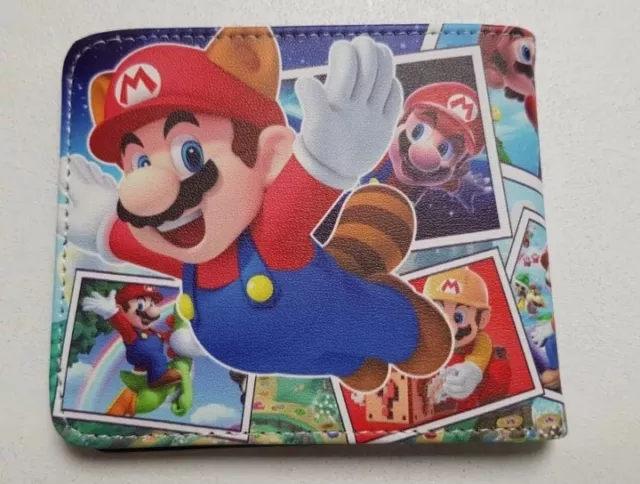 Super Mario Bifold Wallet With Cash Coin Pocket Credit Card Holder Purse