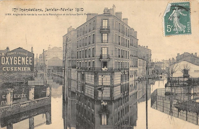 Cpa 94 Ivry Sur Seine Inondations 1910 Angle De La Rue De La Revolution Papin
