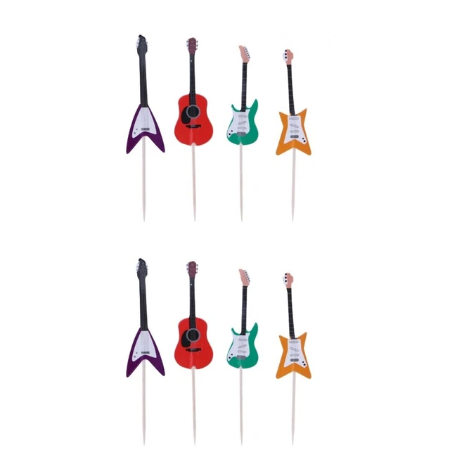 48 PC Guitarras-Cupcake-Toppers Instrumento musical-Forma-Cupcake-Decoración-Herramientas