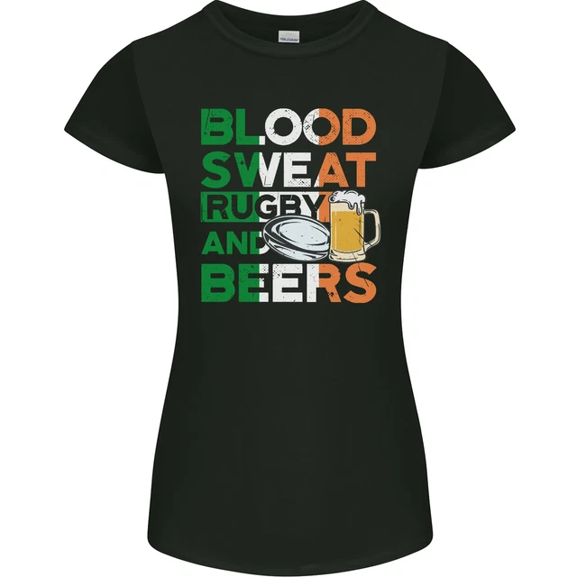 Blood Sweat Rugby and Beers Ireland Funny Womens Petite Cut T-Shirt