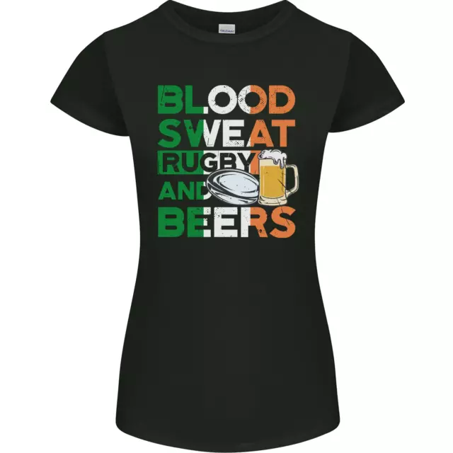 Blood Sweat Rugby and Beers Ireland T-shirt divertente da donna Petite Cut