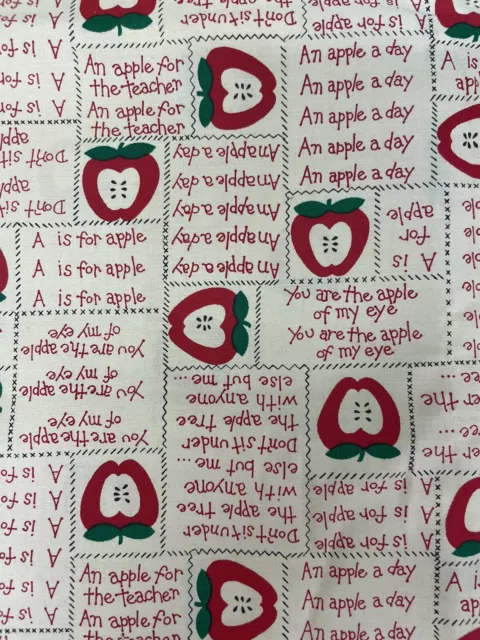 Vintage 1995 Apple Motif Cotton Fabric 2.5 yds by Fabric Traditions