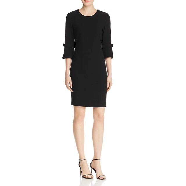 Karl Lagerfeld Womens Black Bow Detail Sheath Wear to Work Dress 2 BHFO 0757