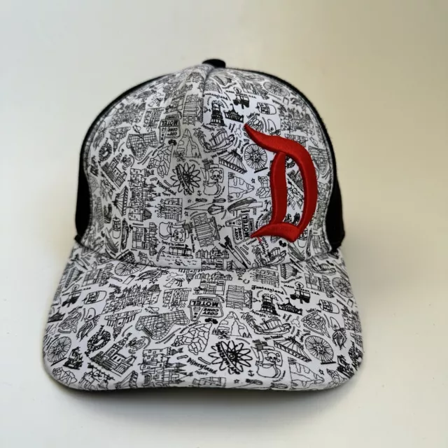 Disney Parks Authentic Hat Embroidered Red D Park Map Snap Back Cap Black White