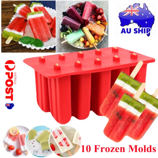 10 Frozen Silicone Ice Mould Cream Block Molds icy Pole Jelly Pop Popsicle Maker