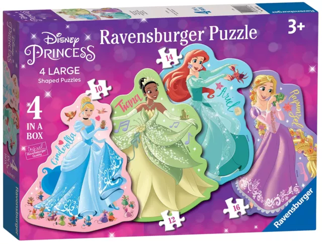 Ravensburger Disney Princess - 4 Large Shaped Jigsaw Puzzles (10, 12, 14, 16 Pie